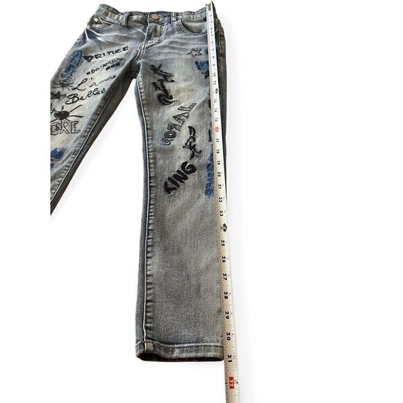 Drama Jeans Graffiti Distressed Junior Size 10 Skinny Bootcut Graphics Brand New - Picture 4 of 6